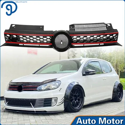 For 2010-2014 Vw Mk6 Golf/Gti/Jetta Sportwagen Front Upper Grille Black/Red Trim • $41.25