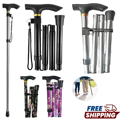 Adjustable Walking Stick Easy Fold Cane Lightweight Mobility Collapsible Sticks • £7.49