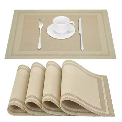 Placemats Set Of 4 Heat-Resistant Woven Vinyl Placemat Non-Slip Washable PVC T • $12.26