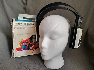 Vintage 1980 Headhugger Headphone Radio Triumph Westclox Headset Hong Kong 80125 • $16