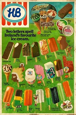 HB Irelands Favourite Ice Cream Menu In Green Vintage Advert On A New Metal Sign • £4.95
