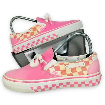 Vans Zapato Del Barco Boat Shoes Pink / White Checkerboard Women's 7.5 • $25