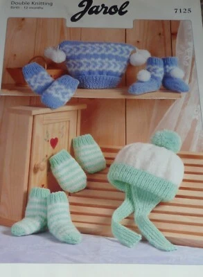 £3 • Buy Original Jarol Knitting Pattern Babies DK Hats Socks & Mitts  No 7125