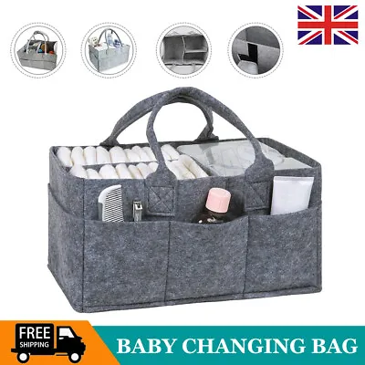 £6.59 • Buy Felt Baby Diaper Caddy Nursery Storage Wipes Bag Nappy Organizer Container Grey