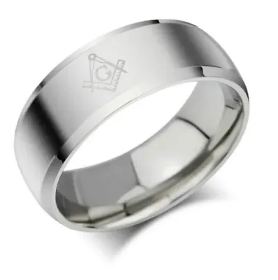 £10 • Buy Mens Masonic Band Ring - Stainless Steel - Size X