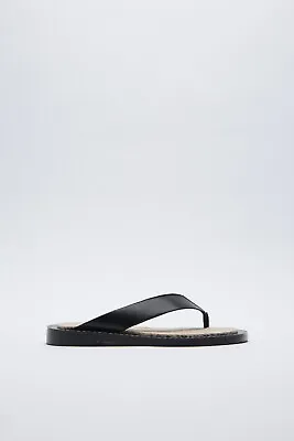 NWT Zara Black Low Heel Jute Insole Sandals 3616/710 • $32