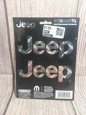 $5.99 • Buy Jeep Stick On 3 Sticker Decal Logo Diamond Plate Chrome 4x4 Mopar License Tread