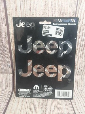$5.99 • Buy Jeep Stick On 3 Sticker Decal Logo Diamond Plate Chrome 4x4 Mopar License Tread