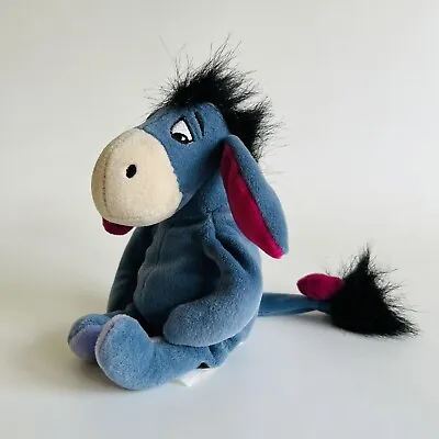 Disney Winnie The Pooh Eeyore Soft Toy Cuddly Beanie Stuffed Animal 9” • £8.95