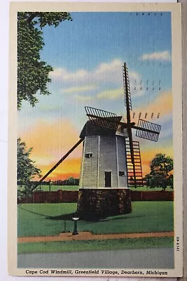 Michigan MI Dearborn Greenfield Village Cape Cod Windmill Postcard Old Vintage • $0.50