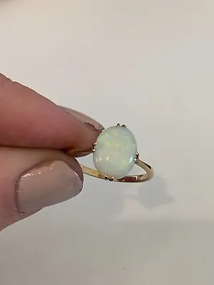 9ct Gold Natural Opal Solitaire Ring 1920's Art Deco Period 9k 375 • $7.45