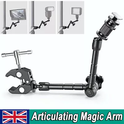 11  Articulating Magic Arm + Super Clamp Crab For DSLR Camera Monitor LED Light • £10.99