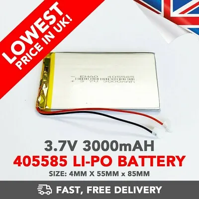 3.7V 3000mAh Li-Po Battery (405585) Rechargeable High Capacity Tablet PC +PCM6 • £9.99