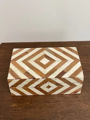 Pottery Barn Decorative Bone And Wood Inlay Box • $35