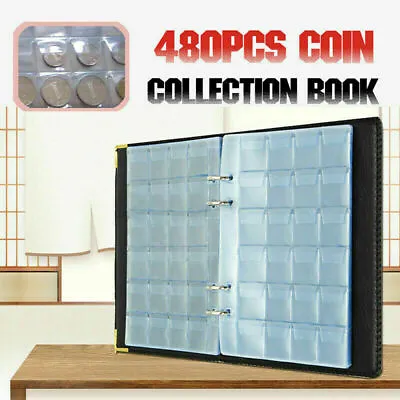 480 Coin Collection Book Holder Album Pockets Coins Display Money Storage Folder • $22.90