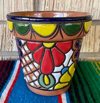 Mexican Ceramic Flower Pot Planter Folk Art Pottery Handmade Talavera #46 • $19.99