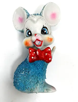 Vintage Arnart Mouse Figurine Blue Salt Glaze Anthropomorphic Red Polka Dot Tie • $35