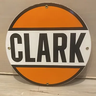 Vintage Clark Gasoline Porcelain Gas & Motor Oil Service Station Pump Plate Sign • $85