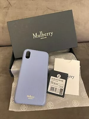 Genuine Mulberry Grain Veg Tanned Leather IPhone X Cover Case  Pale Slate • £25