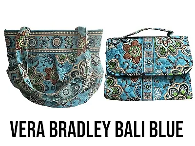 Vera Bradley Bali Blue Morgan Handbag And 17 Pocket Organizer Set • $22.50