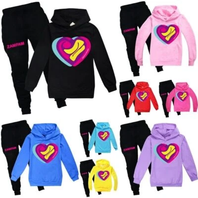 £8.99 • Buy Kids Girls ZAMFAM Rebecca Zamolo Print Hoodies Pants Suits Casual Tracksuit Sets