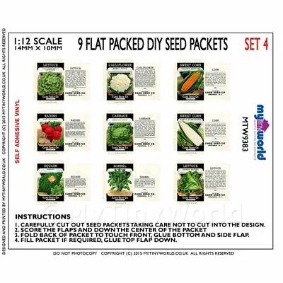 Set Of 9 Dolls House Miniature Seed Packets (SPS04) • £1.99