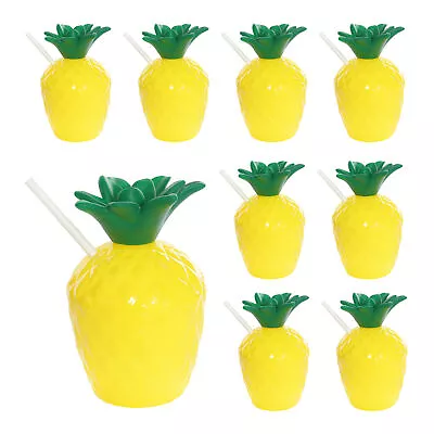 Pineapple Cup & Straw Hawaiian Hula Tropical Hen Party Decor Beach Summer Coconu • £4.99