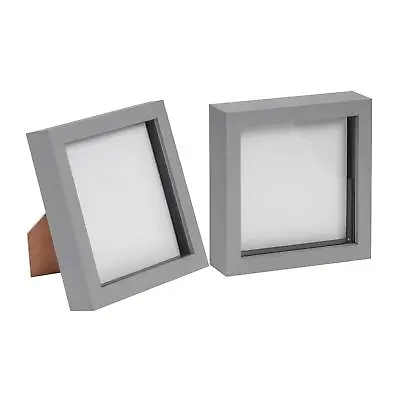 £11.99 • Buy 2x Grey 6  X 6  Acrylic 3D Box Photo Picture Frame Deep Shadow Display