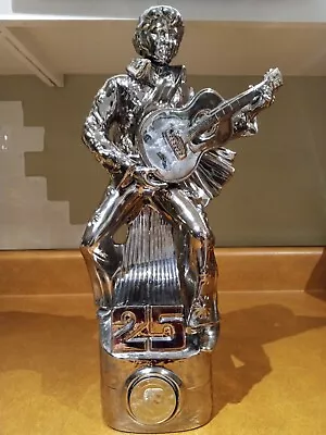 Large “25th ANNIVERSARY” Silver Elvis Presley Whiskey Liquor Decanter Music Box • $97.99