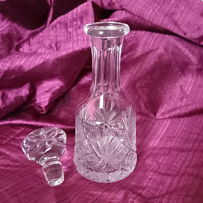 Hand Blown Hand Cut 24% Lead Crystal Vintage Decanter + Stopper 23 Cm 0.5 Litre • £35