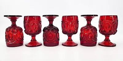 L.E. Smith Ruby Red Moon & Stars 6  Goblets - Set Of 6 • $15