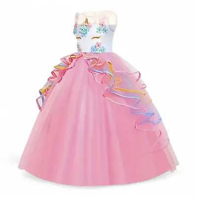Kids Girls Unicorn Tutu Dress Up Costume Rainbow Fancy Party Outfit • £12