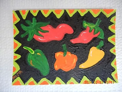 ACEO Original Painting Acrylic On Paper Chili Peppers • $5