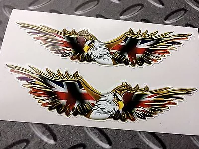 SOARING GOLDEN EAGLE Union Jack Car Motorcycle Helmet Sticker Decals 2 Off 115mm • £3.35