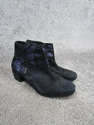 Mephisto Booties Womens Size 8 Us Black Suede Heeled Chelsea • $40.49