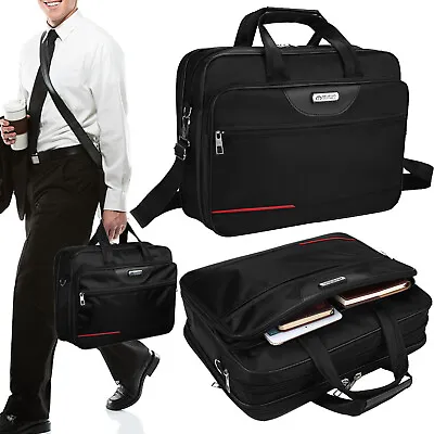 15.6  Laptop Bag Waterproof Padded Men Business Briefcase Shoulder Bag Work Case • £11.99