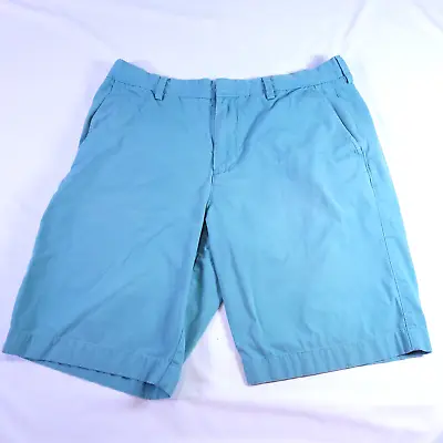 J Crew Chino Shorts Mens 34 Aqua Green Casual 10  Inseam Pockets Stretch Comfort • $8