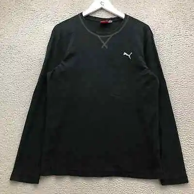 Puma Thermal Shirt Men's M Long Sleeve Embroidered V-Stitch Waffle Knit Black • $14.99