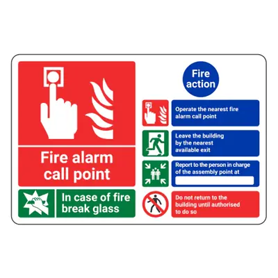 £1.99 • Buy Fire Action Notice - Operate Nearest Call Point Sign - 300x200mm - Self Adhesive