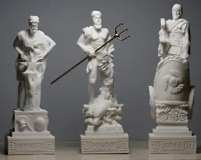 3 Greek Roman Gods Poseidon Ares Hephaestus Statue Sculpture Figurine Set  • $49.90