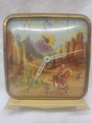 Antique Ingraham Wind Up Roy Roger Alarm Clock With Moving Action Horse For... • $150