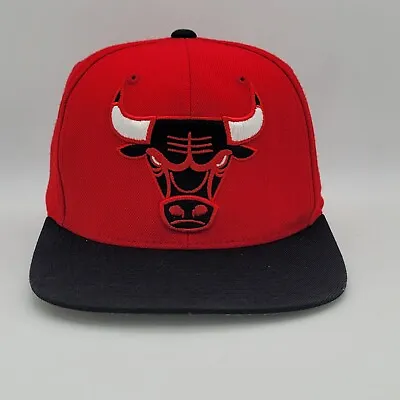 Chicago Bulls Hat Cap Strapback Mitchell & Ness NBA Red Black Adjustable • $14.99