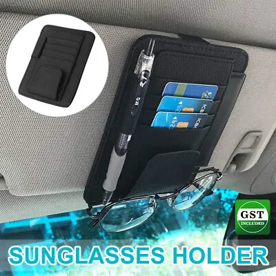 $7.07 • Buy Car  Sun Visor Organizer Sunglasses Holder Card Storage PU Leather Pouch