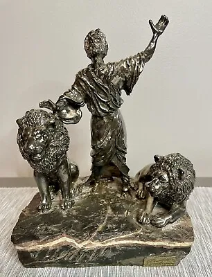 Yaacov Heller  Sterling Silver And Stone Base Sculpture “Daniel In The Lion’s “ • $149.99