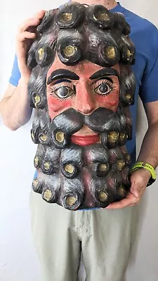 Mexican Bearded Guerrero Wood Folk Mask- Red Face With Pink Face • $92.45