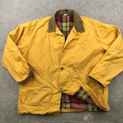 Vintage J Crew Jacket Mens XL Beige Plaid Corduroy Chore Barn Canvas Field * • $48.98