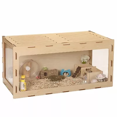 Large Hamster Cage Hamster Habitat With Acrylic Windows Small Animal Hutch Wood • $83.99