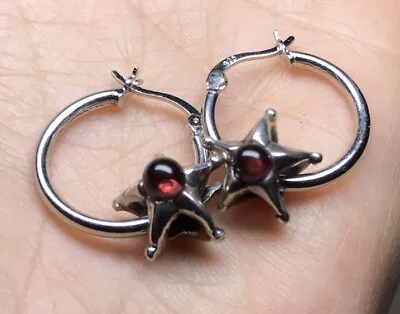 Trollbeads  Gemini Star With Garnet Charms Hoop Earrings • $111.90