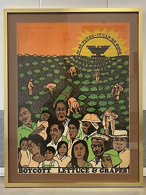 🔥 RARE ORIGINAL Mexican Cesar Chavez UFW Poster Boycott Grapes 1974 - SIGNED • $6500