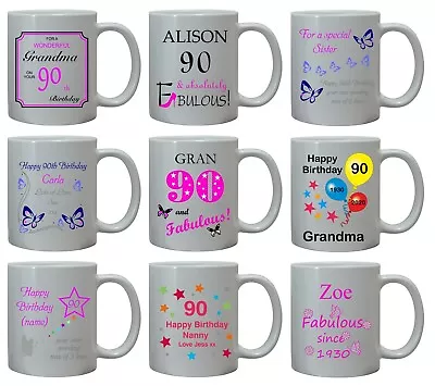 Personalised 90th Birthday Gift For Her Mug Age 90 Mum Mam Friend Sister Women • £10.95